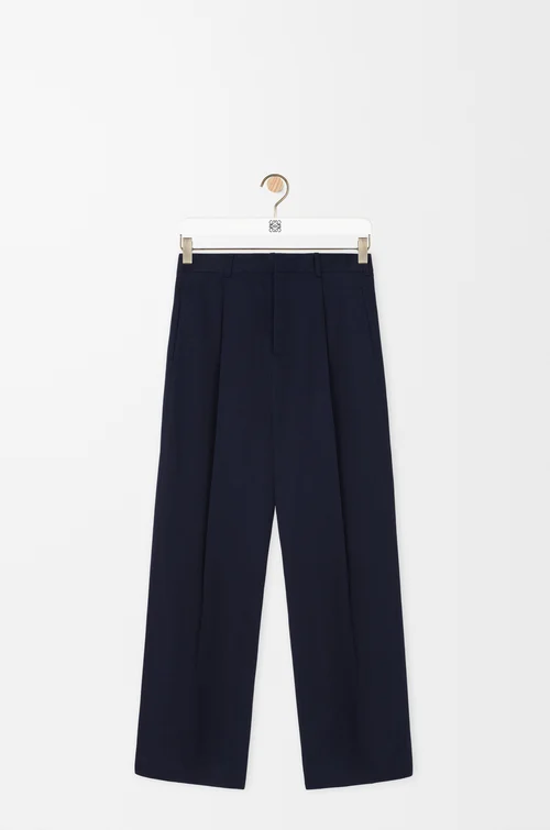 LOEWE Wide leg trousers in cotton Dark Navy