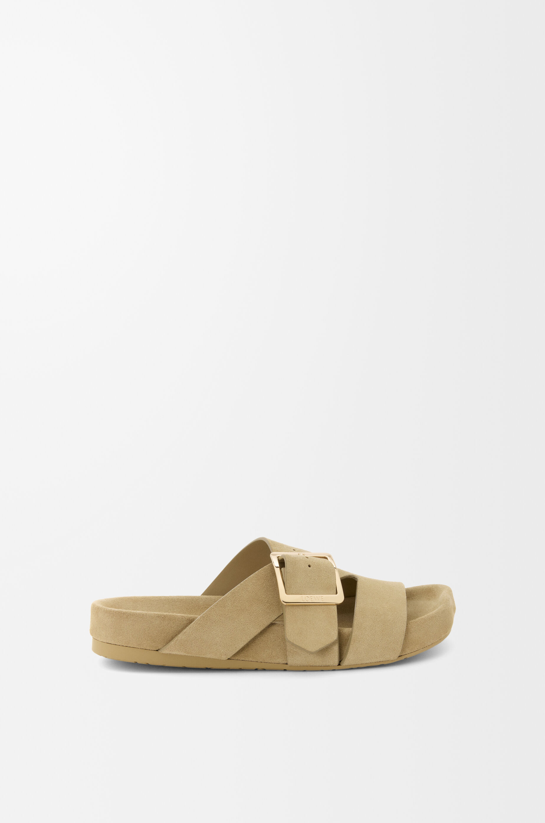 LOEWE♡ Ease Buckle スエードサンダル Ease Buckle slide in suede Beige - LOEWE