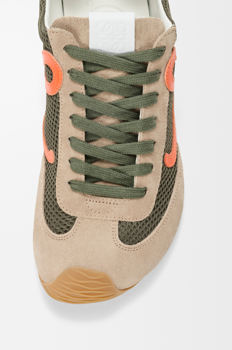 LOEWE Ballet Runner 2.0 in suede and mesh Khaki Green/Orange/Light Khaki