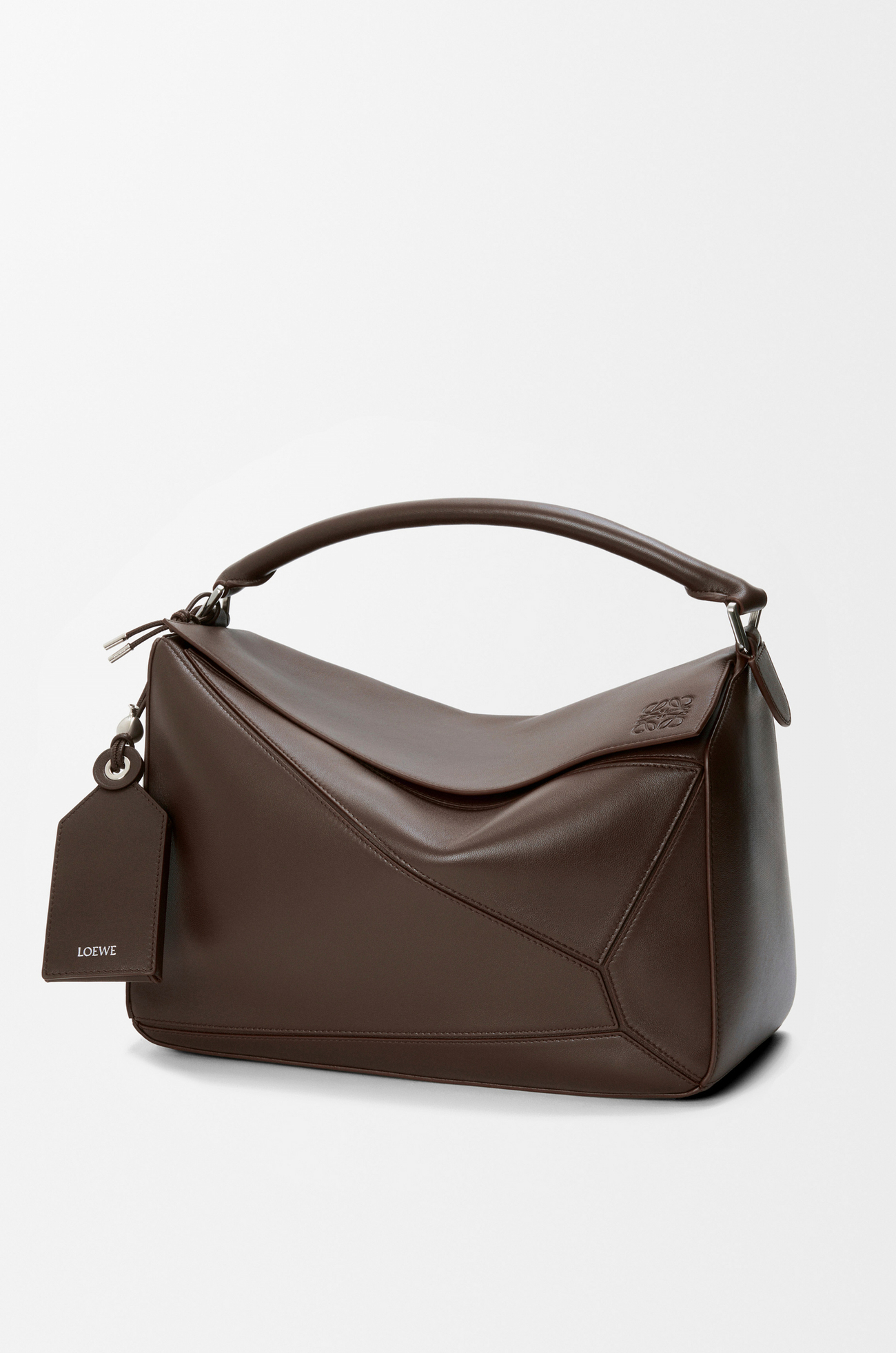 LOEWE Large Featherlight Puzzle bag in nappa lambskin Dark Chestnut