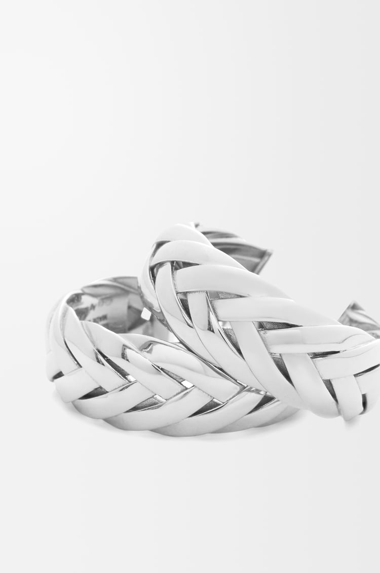 LOEWE Braided hoop earrings in sterling silver Silver