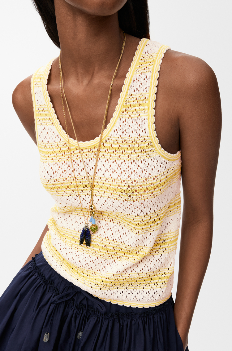 LOEWE Top en mezcla de algodón Blanco/Amarillo