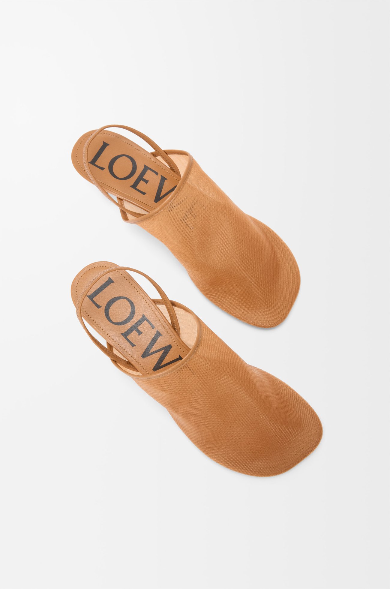 LOEWE Petal slingback heel sandal in mesh Tan