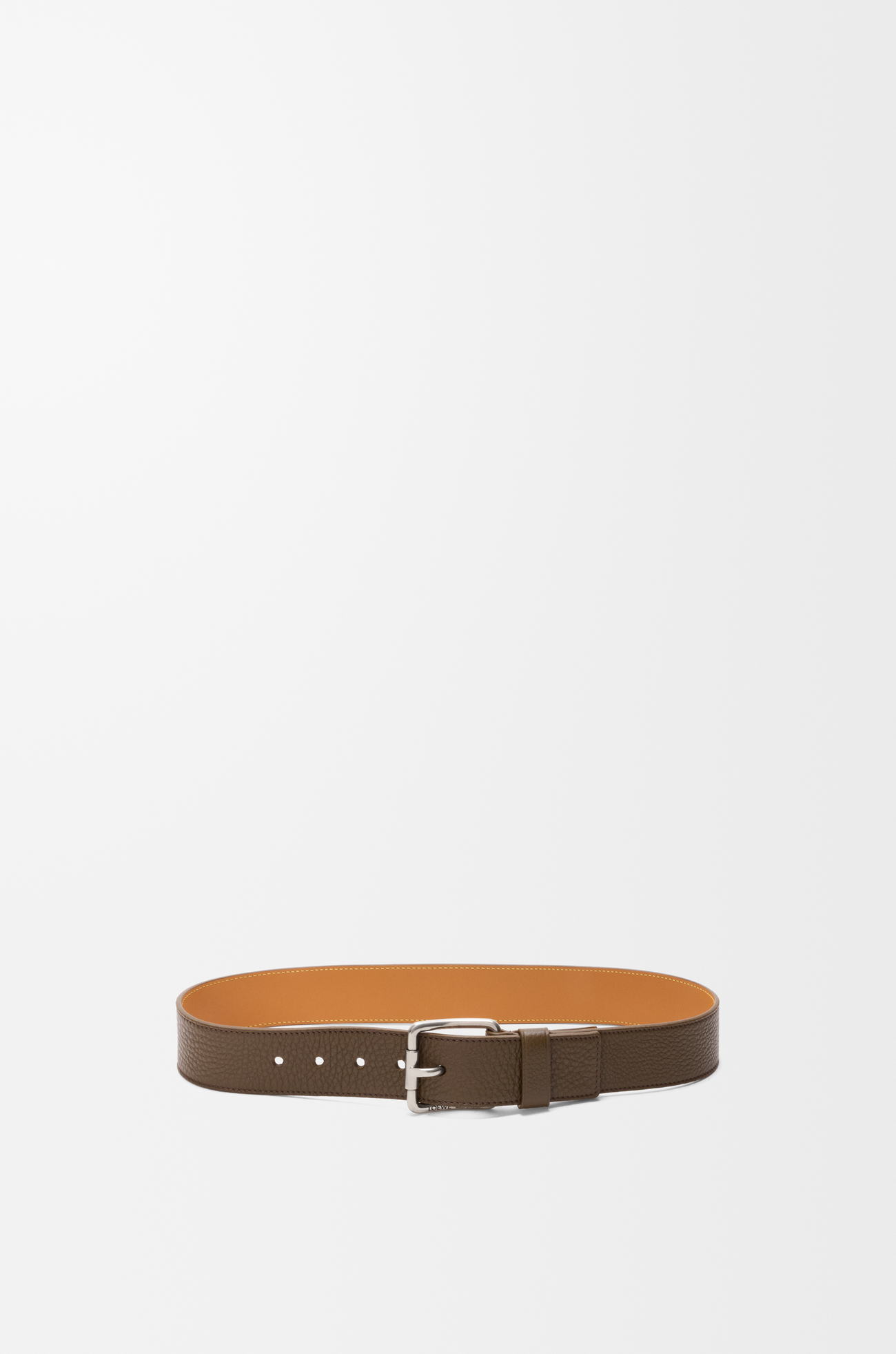 LOEWE Roller Curve belt in supple grained calfskin Tundra/Vintage Palladium