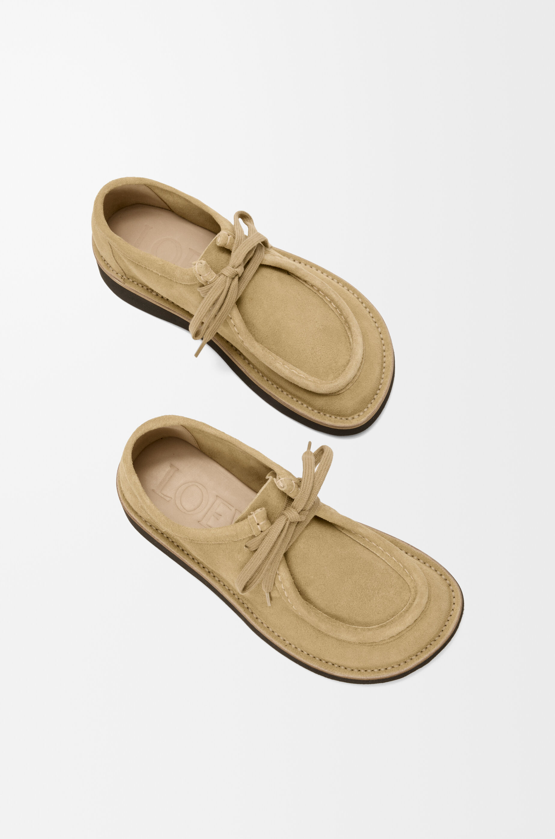 Faro lace-up in suede calfskin Beige - LOEWE