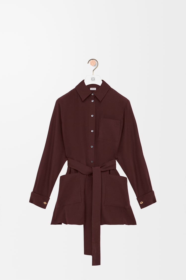 LOEWE Blusa con cintura in seta Bordeaux