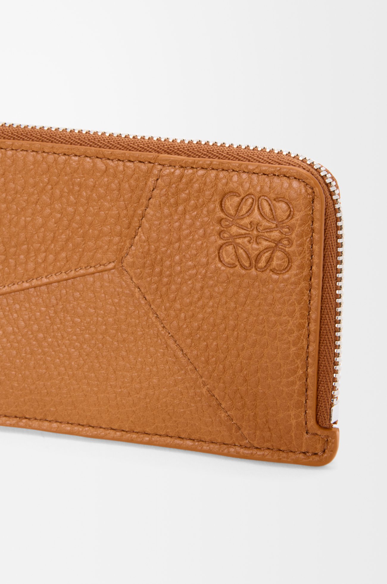 LOEWE Puzzle coin cardholder in supple grained calfskin Light Canyon Brown