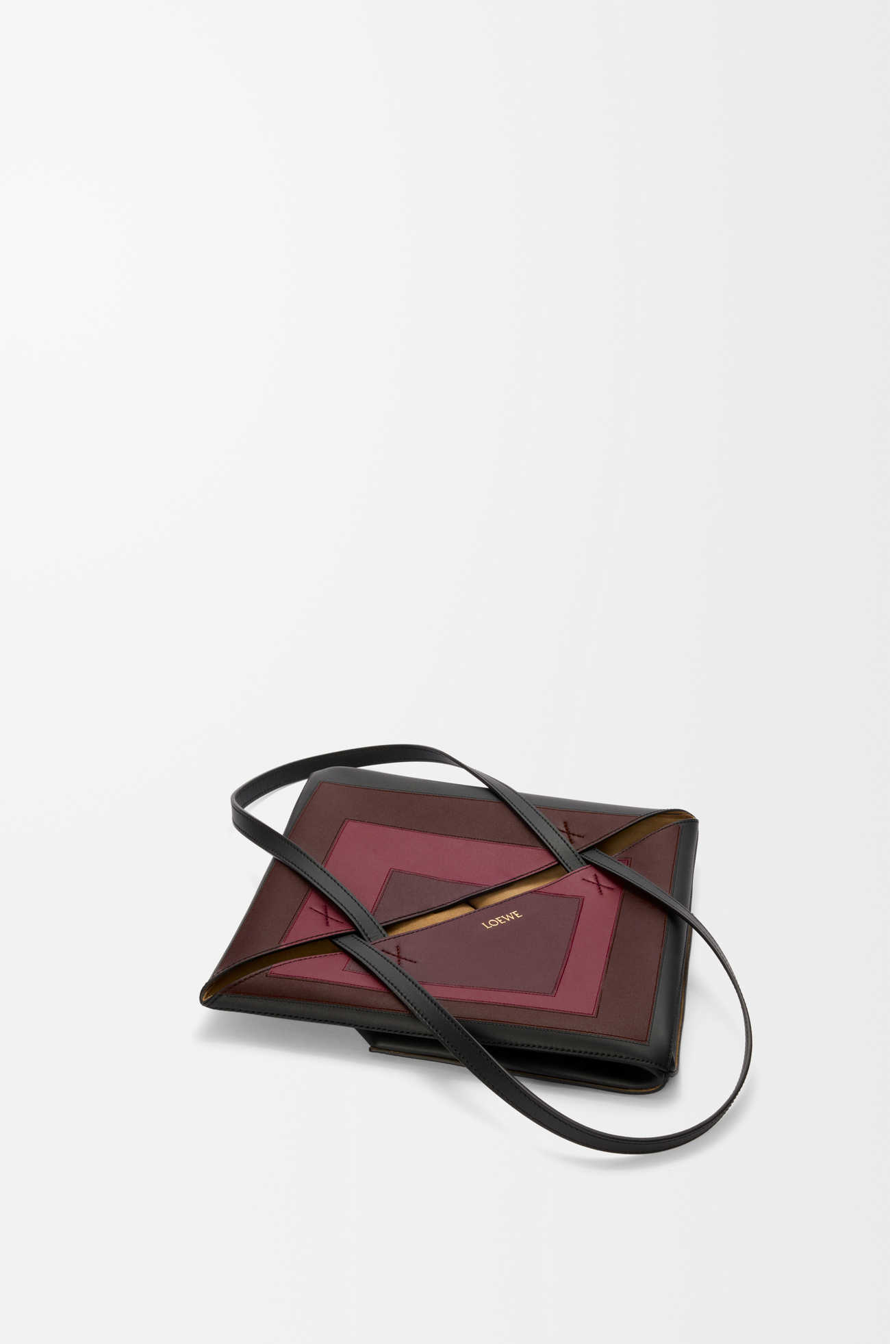LOEWE Medium Puzzle Fold tote in nappa calfskin Black/Burgundy