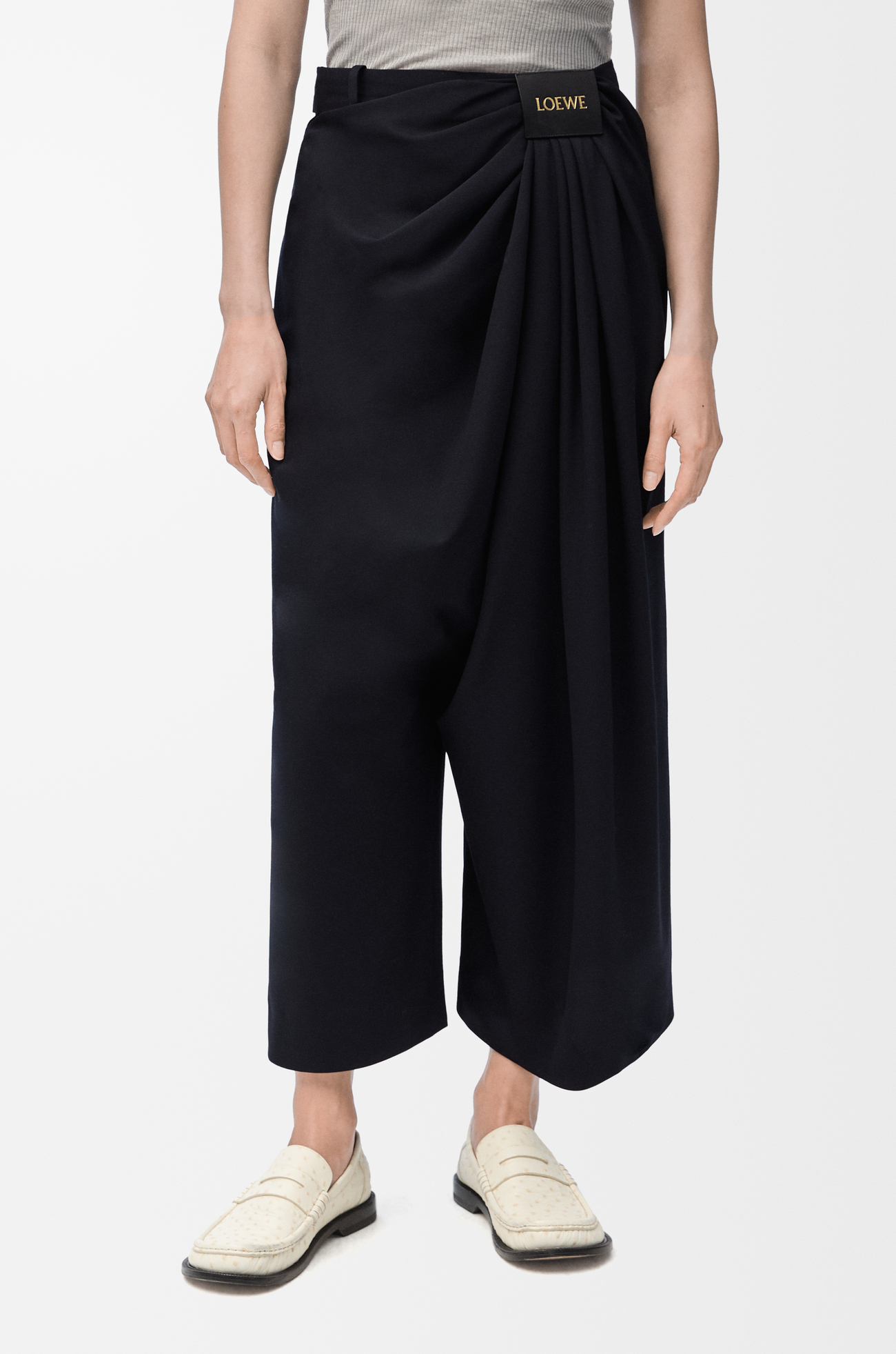 LOEWE Cropped draped trousers in wool Dark Navy Blue plp_rd
