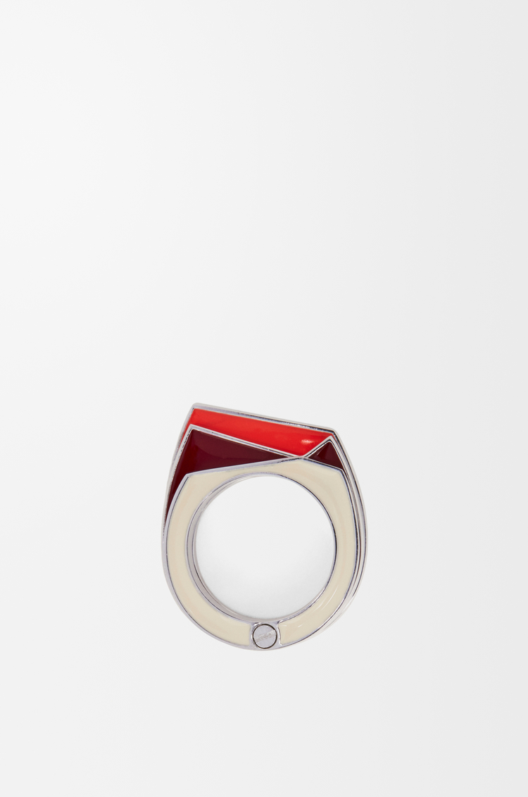 LOEWE Stacked pivot ring in sterling silver and enamel Silver/Burgundy/Ivory