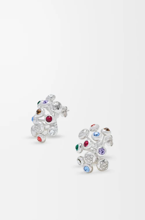 LOEWE Push Pin earrings in sterling silver and crystals Silver/Multicolor