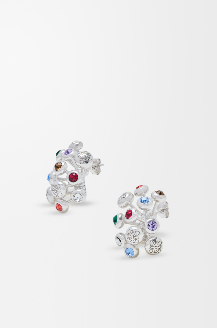 LOEWE Push Pin earrings in sterling silver and crystals Silver/Multicolor