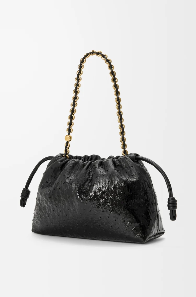 LOEWE フラメンコパース ミディアム（グラデーションパテントオーストリッチ） ブラック