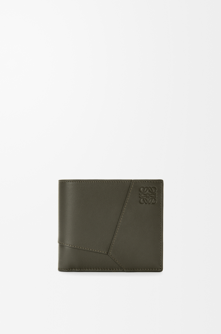 LOEWE Puzzle bifold wallet in classic calfskin Dark Khaki