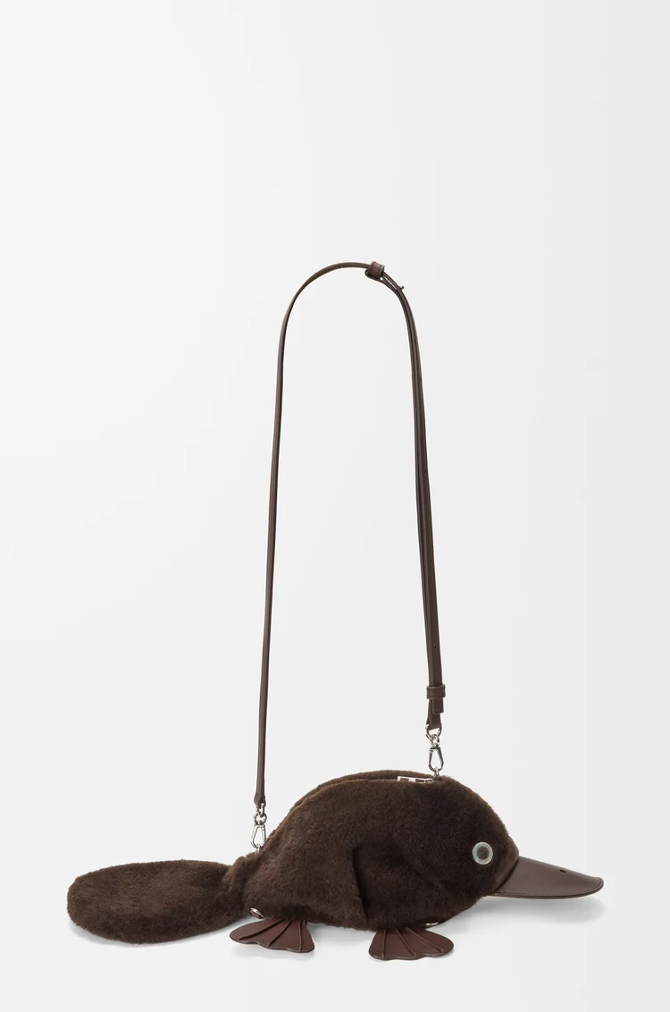 LOEWE Platypus bag in shearling Chocolate