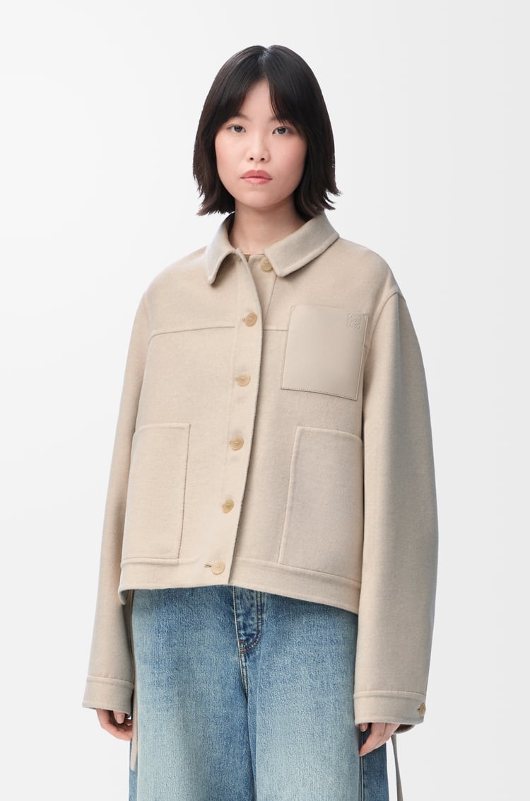 LOEWE Workwear jacket in wool and cashmere Light Beige Melange