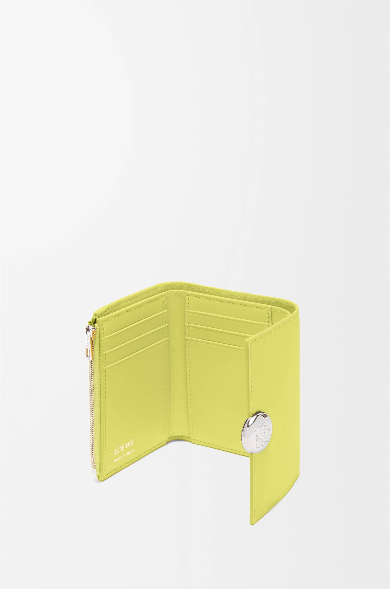 LOEWE Pebble small vertical wallet in shiny nappa calfskin Light Citrine