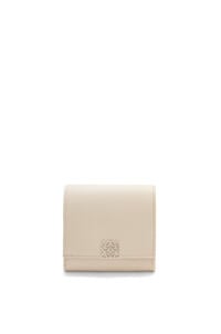LOEWE Anagram compact flap wallet in pebble grain calfskin Light Ghost