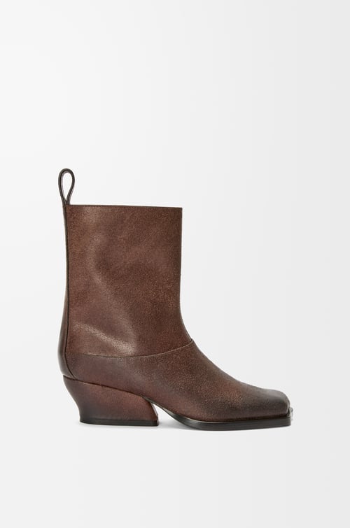 LOEWE Onda bootie in split calfskin Dark Brown plp_rd