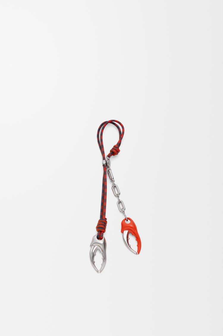 LOEWE Charm de cadena Claw en piel Plateado/Naranja