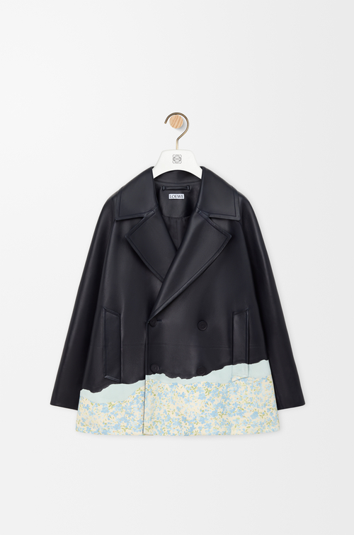LOEWE Abrigo marinero en piel napa de cordero Azul Marino Oscuro
