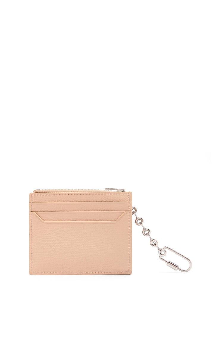 LOEWE Anagram square cardholder in pebble grain calfskin with chain Nude