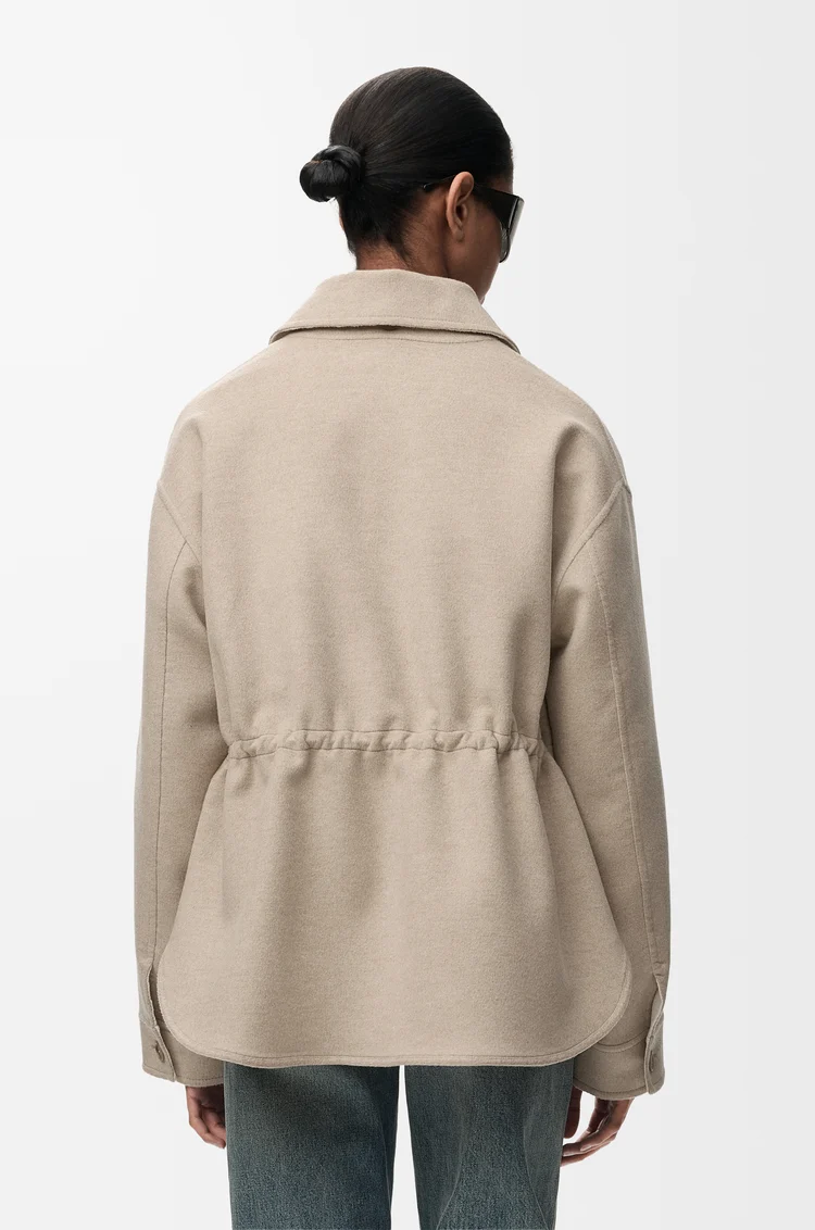 LOEWE Chaqueta Workwear en lana y cashmere Beige/Blanco