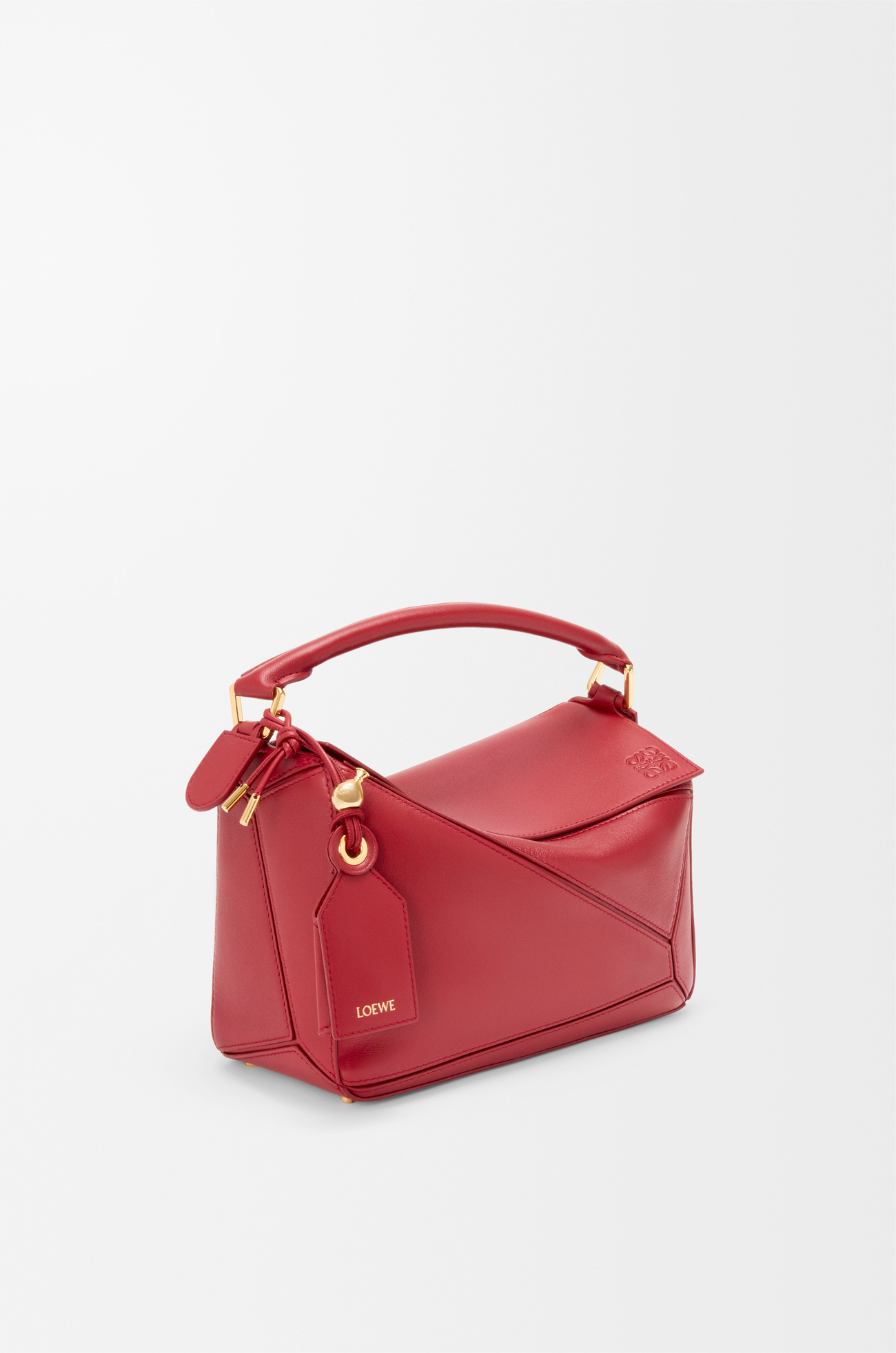 LOEWE Bolso Featherlight Puzzle pequeño en piel napa de cordero Rojo Tostado plp_rd