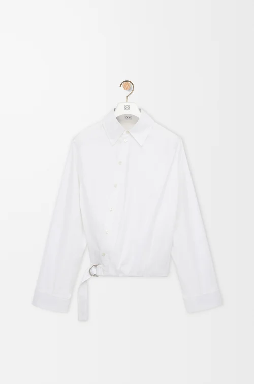LOEWE Camisa drapeada en algodón Blanco