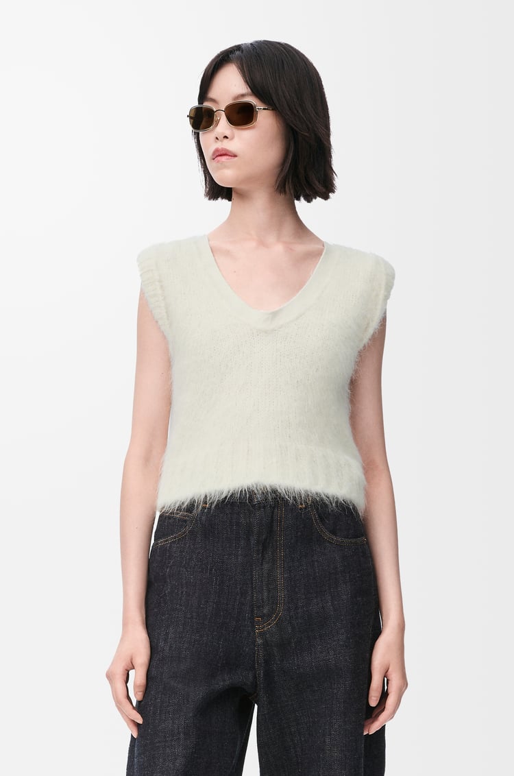 LOEWE Chaleco en mezcla de alpaca y lana Blanco
