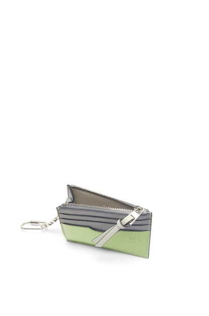 LOEWE Square cardholder in soft grained calfskin with chain Pearl Grey/Light Pale Green plp_rd