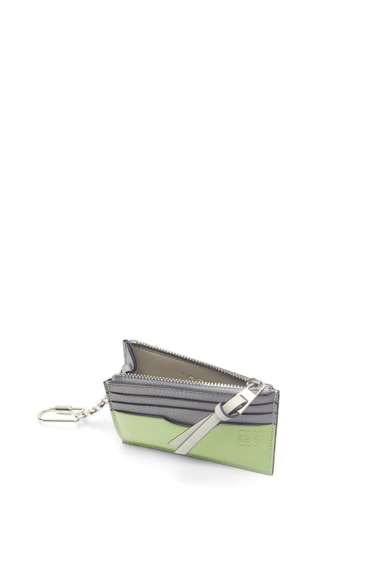 LOEWE Square cardholder in soft grained calfskin with chain Pearl Grey/Light Pale Green