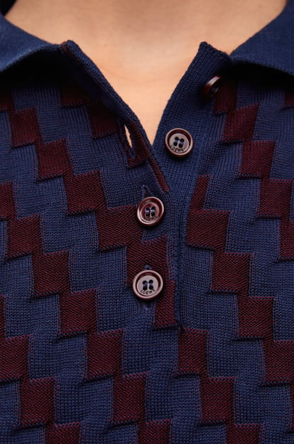 LOEWE Polo sweater in cotton Burgundy/Navy plp_rd