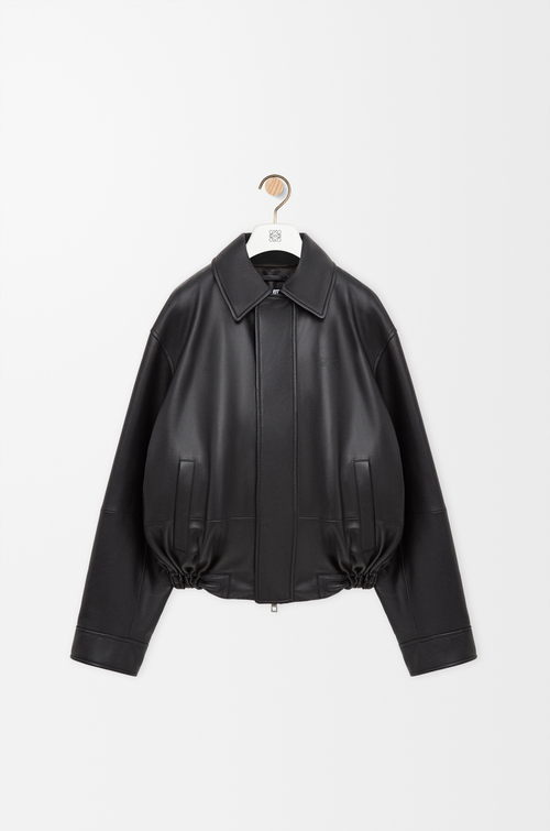 LOEWE Chaqueta con cordón de ajuste en piel napa de cordero Negro