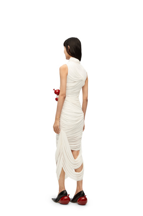 LOEWE Draped balloon dress in viscose White/Red