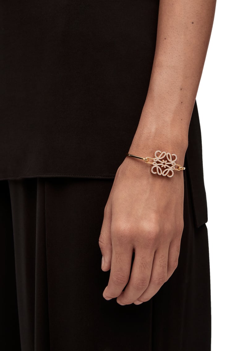 LOEWE Pave Anagram open bracelet in sterling silver and crystal 金色