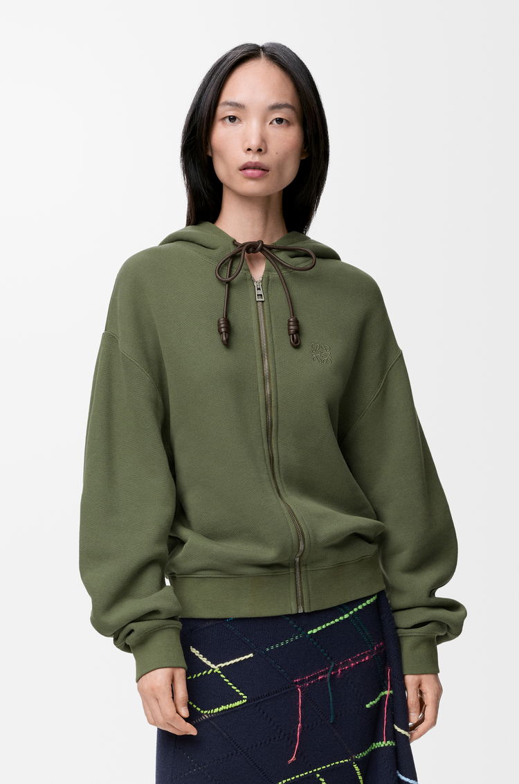 LOEWE Flamenco hoodie in cotton and cashmere Khaki Green