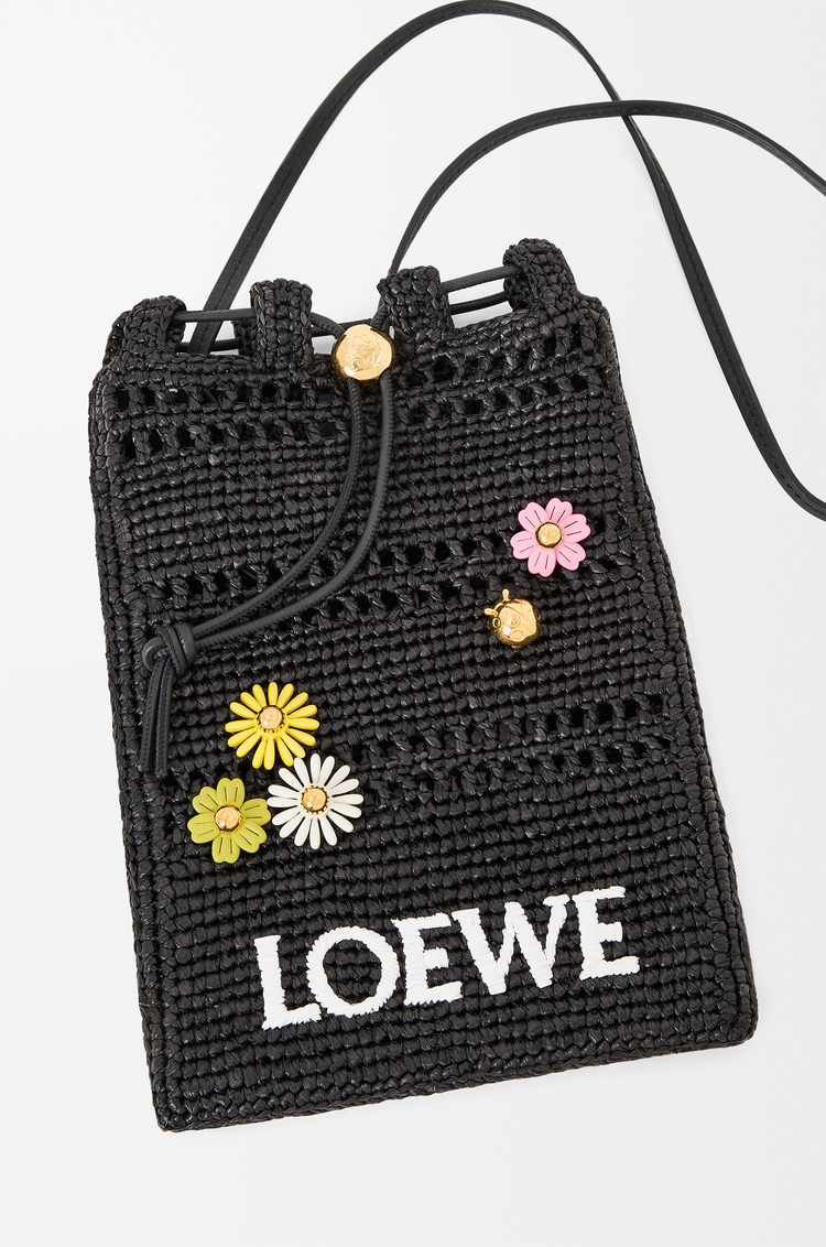LOEWE Flower Anstecker aus Kalbsleder Rosa