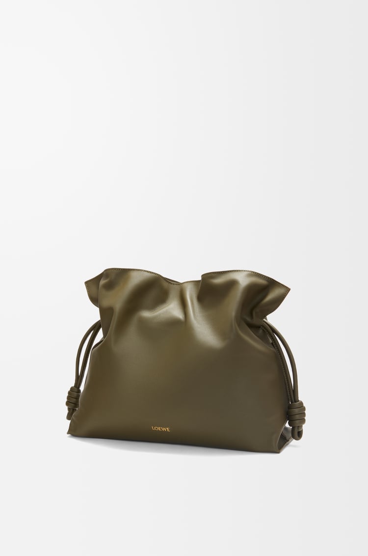 LOEWE Large Flamenco clutch in nappa calfskin Dark Khaki