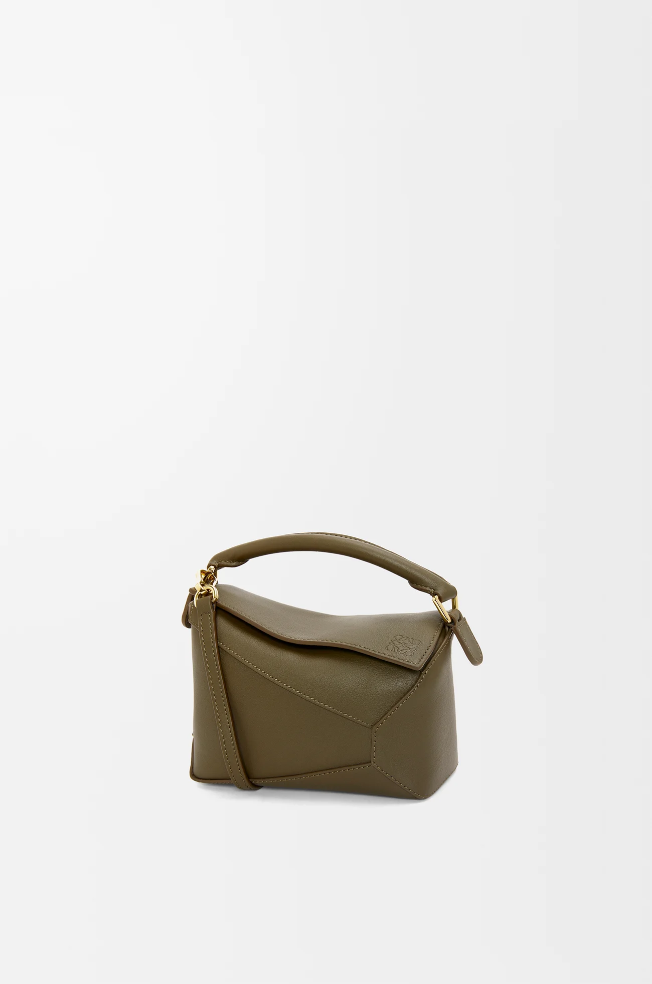 LOEWE Mini Puzzle Edge bag in classic calfskin Dark Khaki