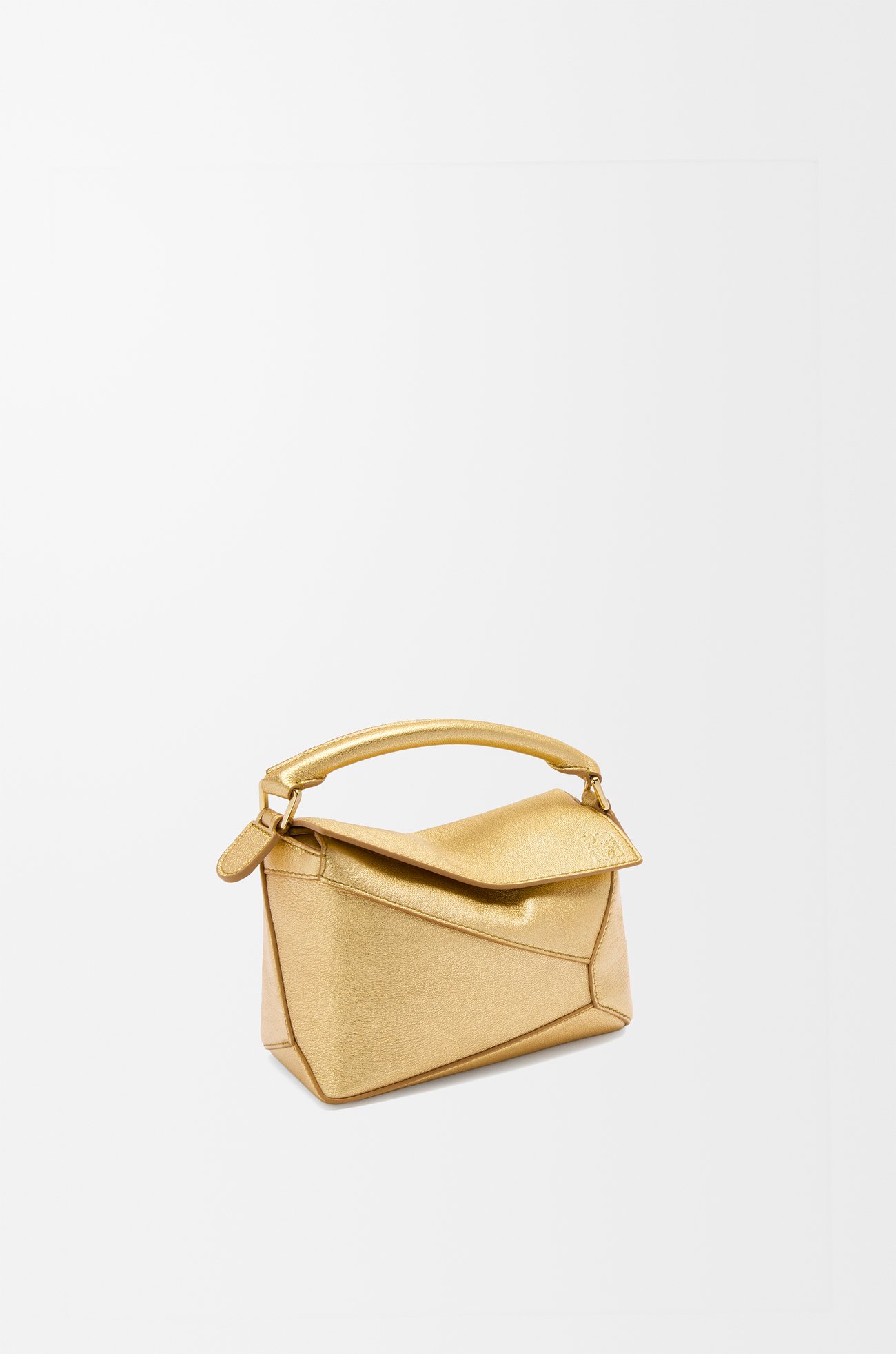 LOEWE Mini Puzzle Edge bag in laminated lambskin Gold plp_rd