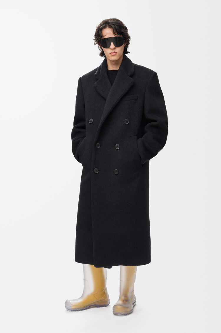 LOEWE Abrigo de doble botonadura en mezcla de lana Negro