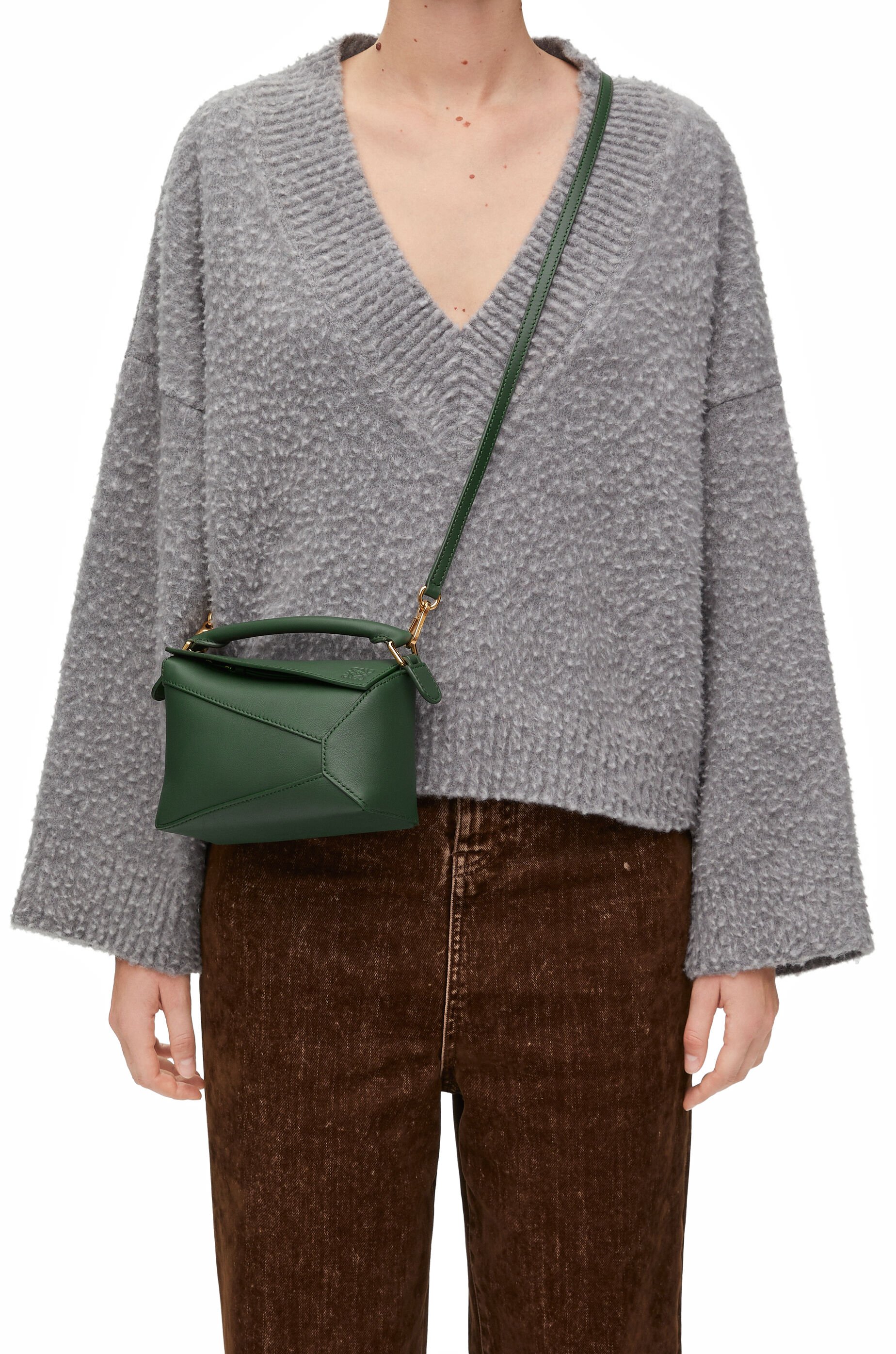 Mini Puzzle bag in classic calfskin Bottle Green LOEWE