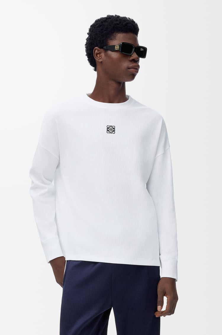 LOEWE Camiseta de manga larga de corte oversize en algodón Blanco