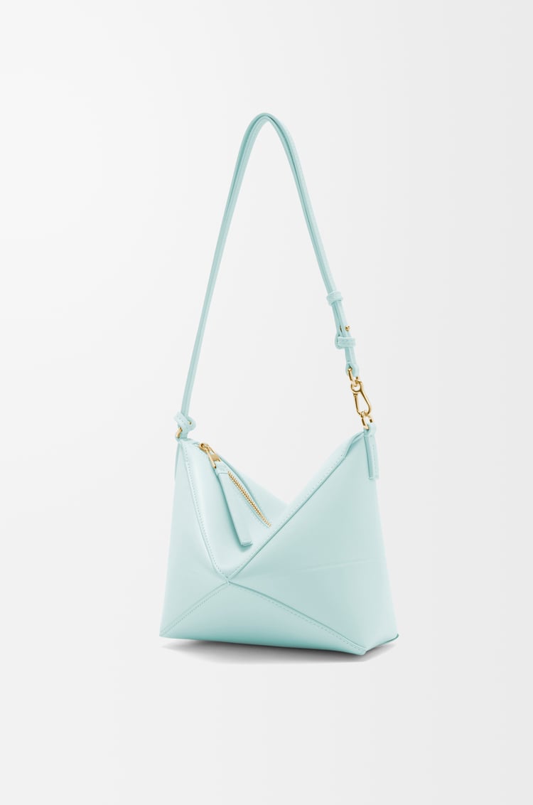 LOEWE Puzzle Fold pouch in shiny nappa calfskin Blue Iceberg