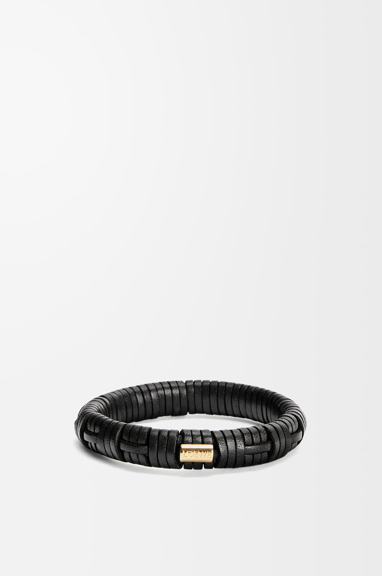 LOEWE Woven bangle in brass and classic calfskin Black