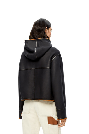 LOEWE Hooded jacket in shearling Black/Tan