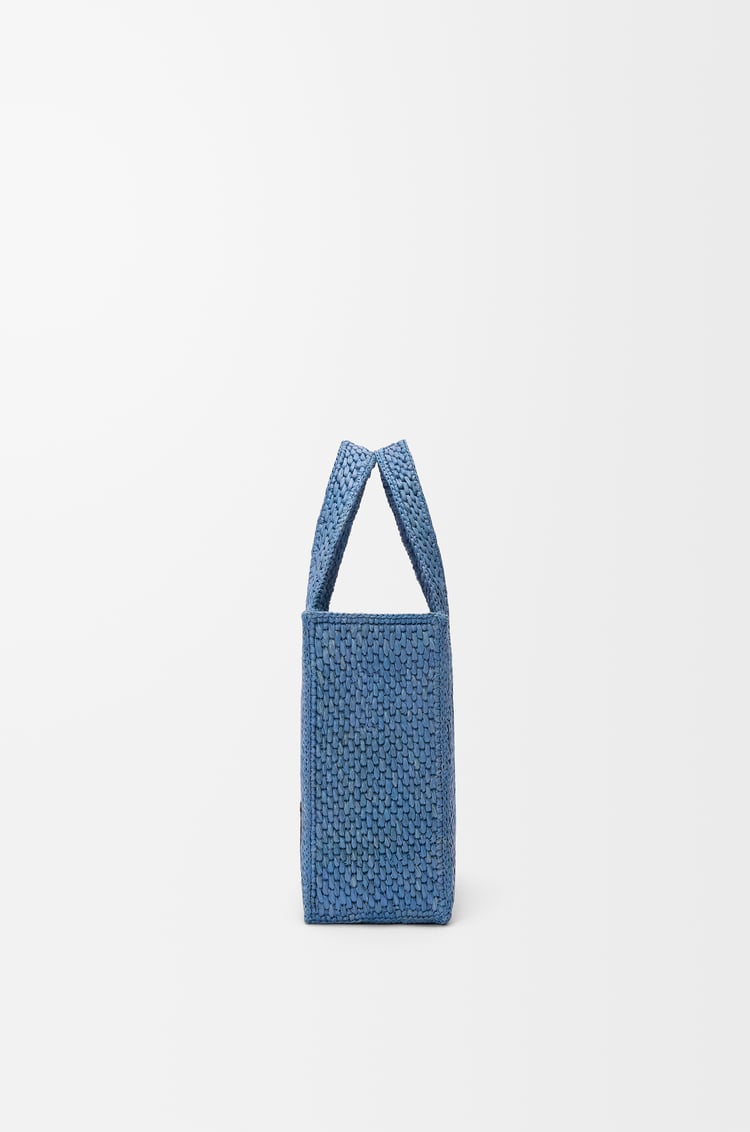 LOEWE Mini LOEWE Font tote in raffia Light Blue