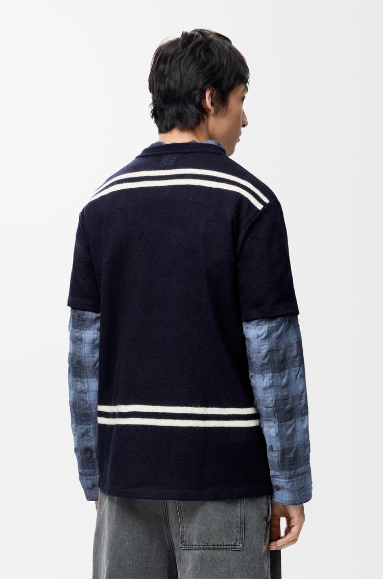 LOEWE Oversized fit T-shirt in wool Navy/White