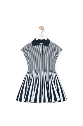 LOEWE Striped mini dress in viscose blend knit Navy/White